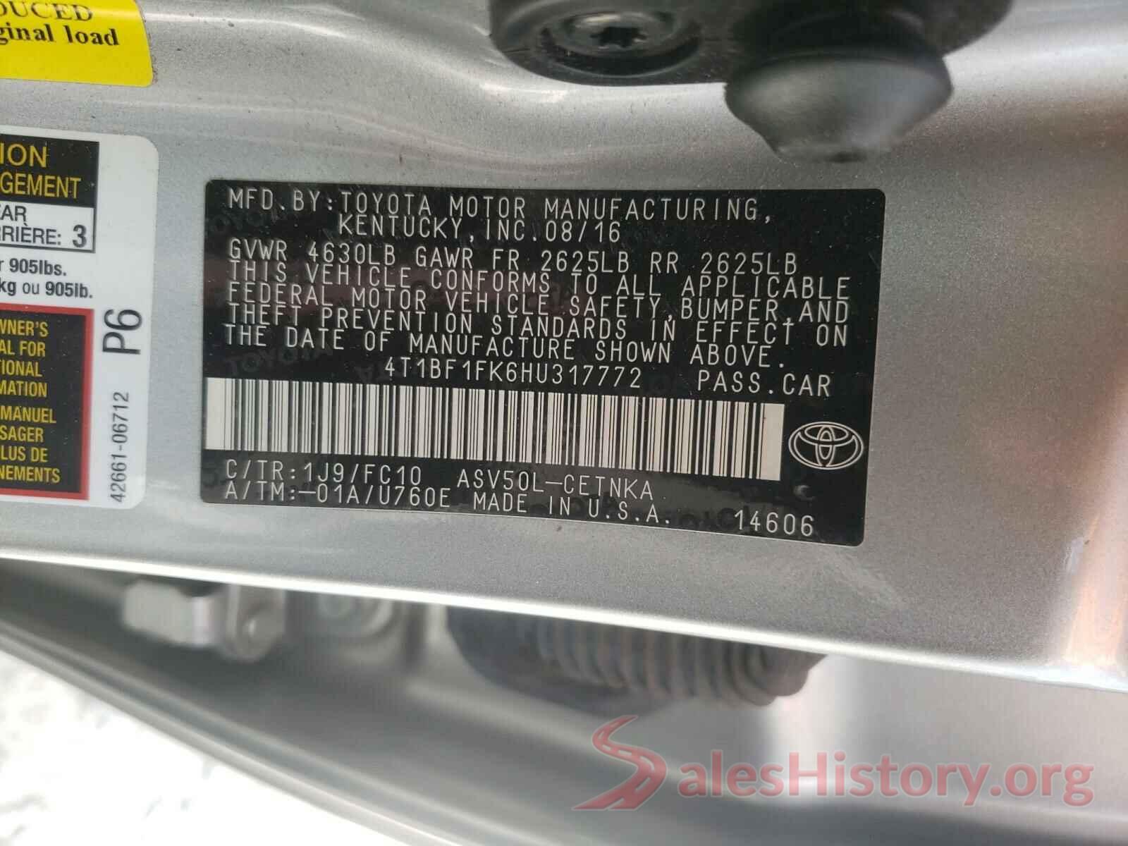 4T1BF1FK6HU317772 2017 TOYOTA CAMRY