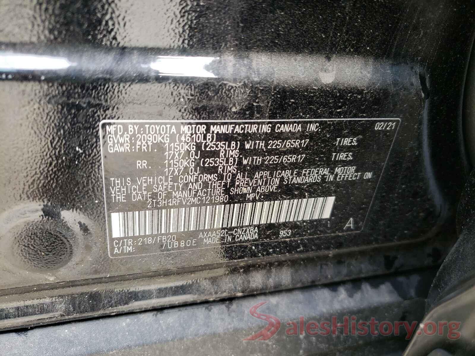 2T3H1RFV2MC121980 2021 TOYOTA RAV4