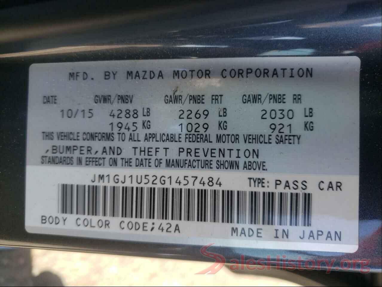 JM1GJ1U52G1457484 2016 MAZDA 6