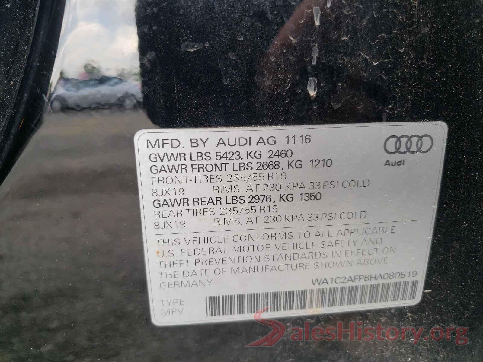 WA1C2AFP8HA080519 2017 AUDI Q5