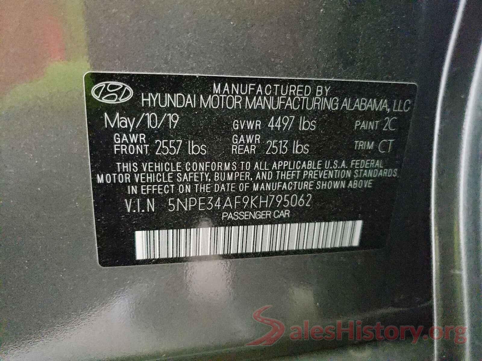 5NPE34AF9KH795062 2019 HYUNDAI SONATA