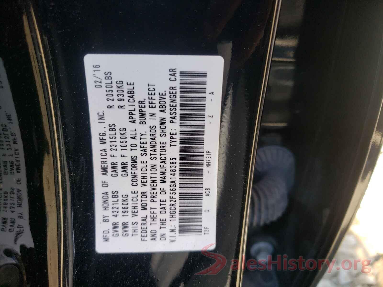 1HGCR2F56GA148385 2016 HONDA ACCORD