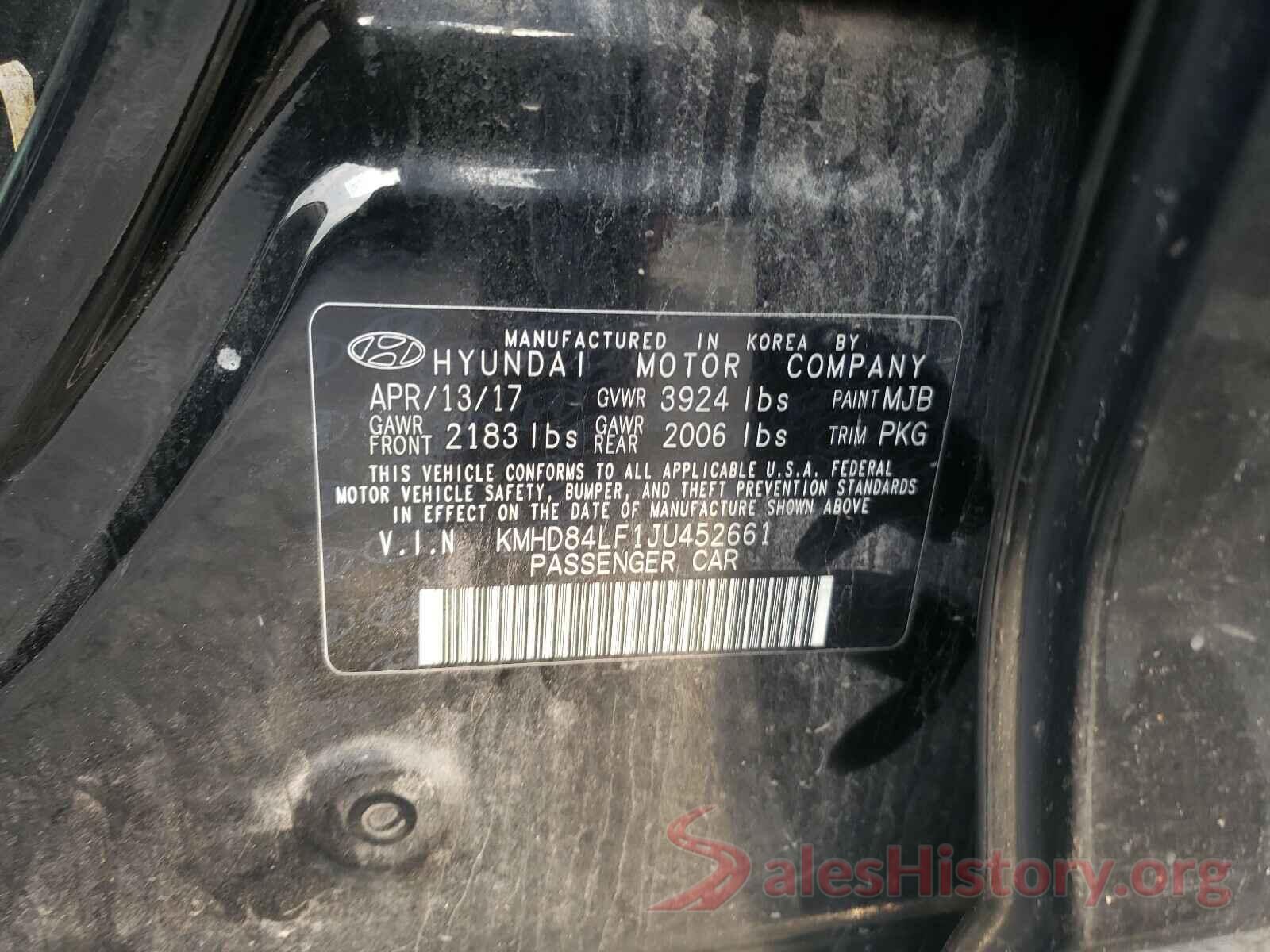 KMHD84LF1JU452661 2018 HYUNDAI ELANTRA