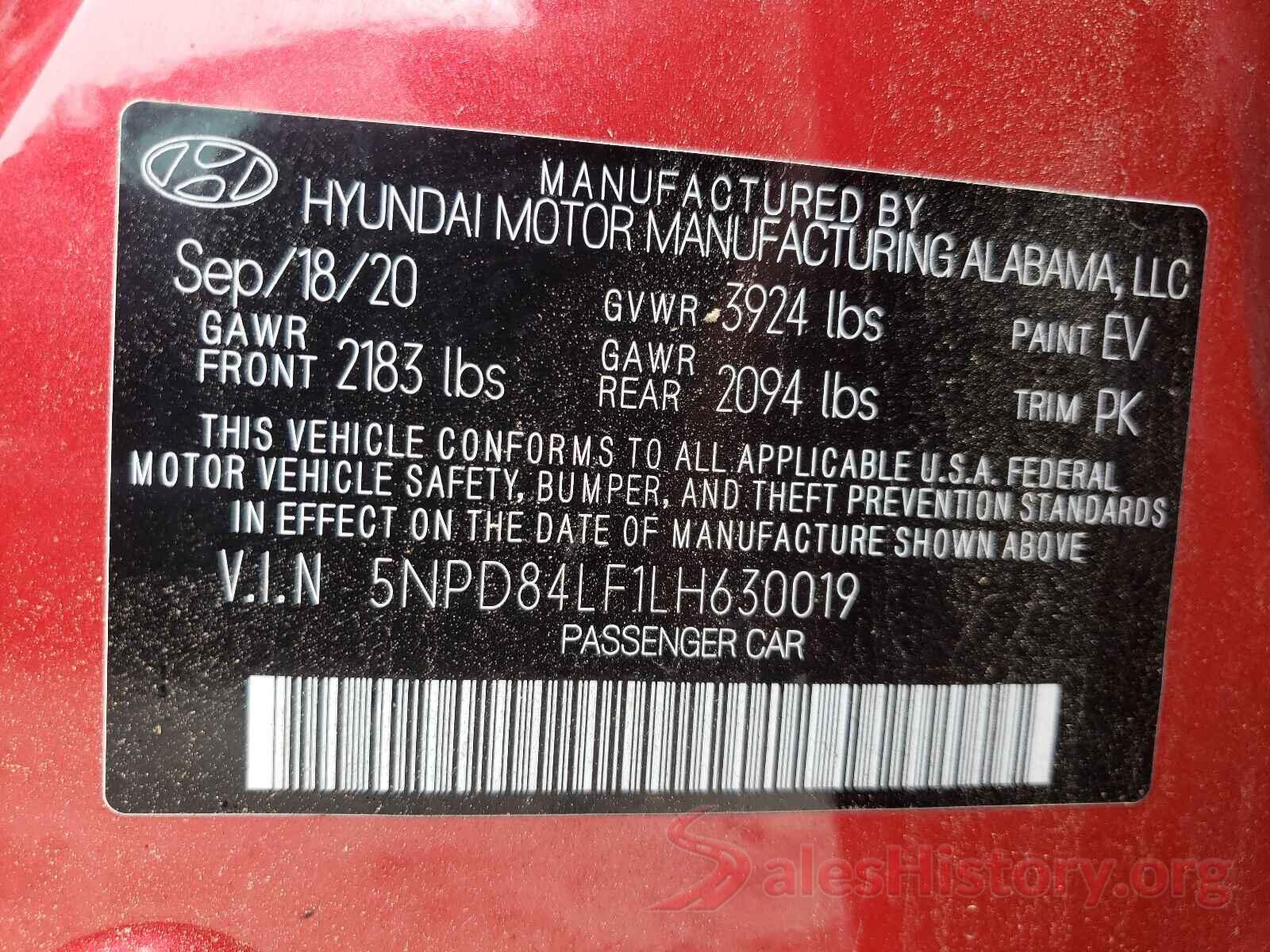 5NPD84LF1LH630019 2020 HYUNDAI ELANTRA