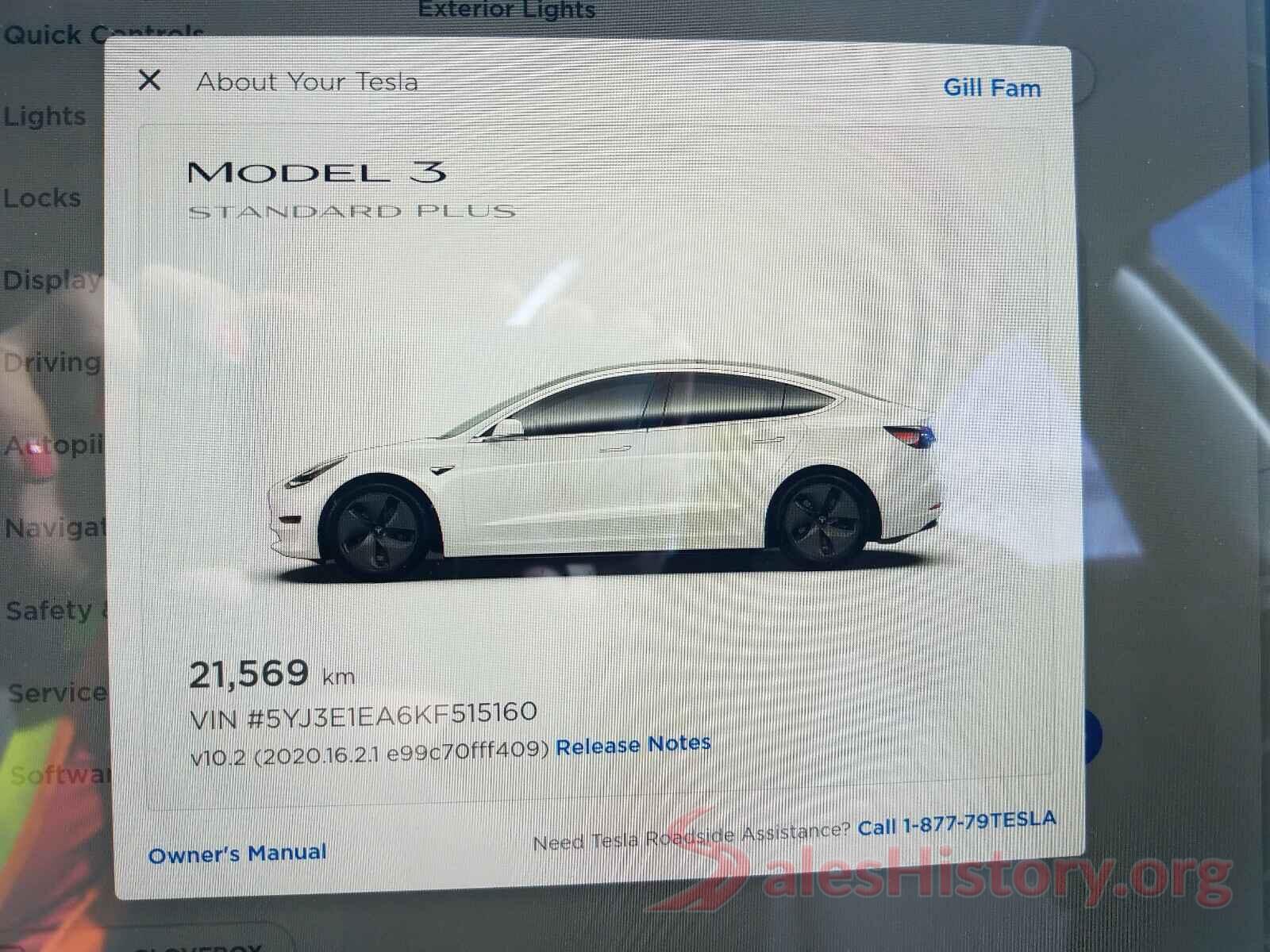 5YJ3E1EA6KF515160 2019 TESLA MODEL 3