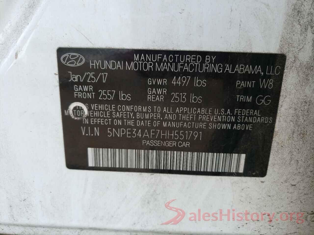 5NPE34AF7HH551791 2017 HYUNDAI SONATA