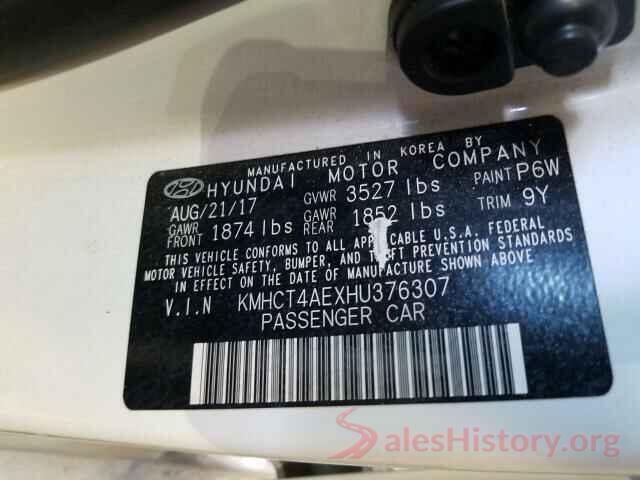 KMHCT4AEXHU376307 2017 HYUNDAI ACCENT