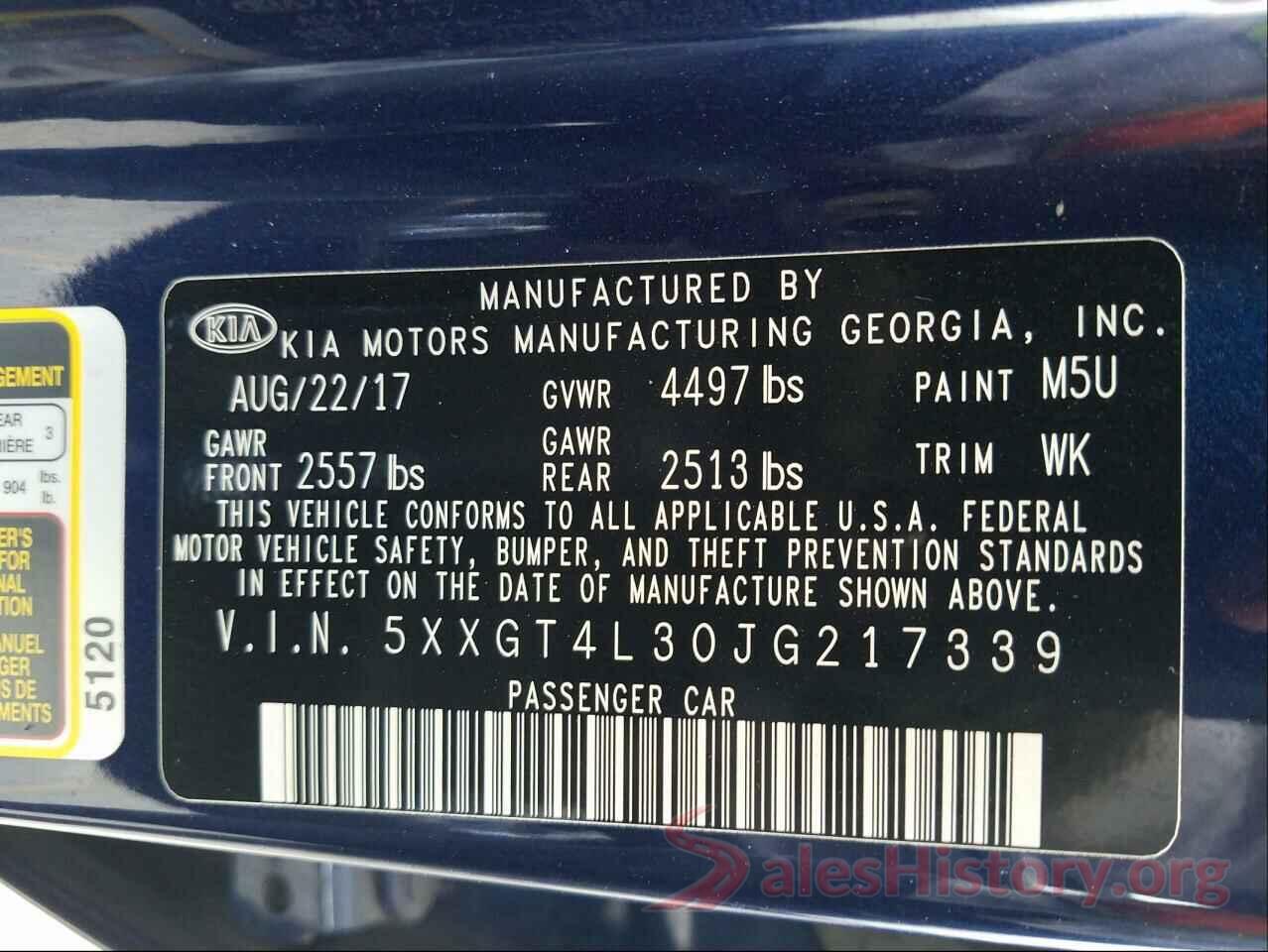 5XXGT4L30JG217339 2018 KIA OPTIMA