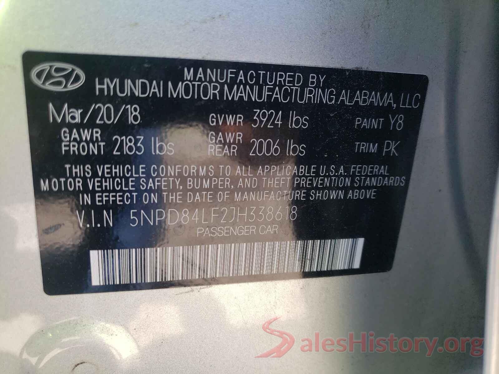 5NPD84LF2JH338618 2018 HYUNDAI ELANTRA