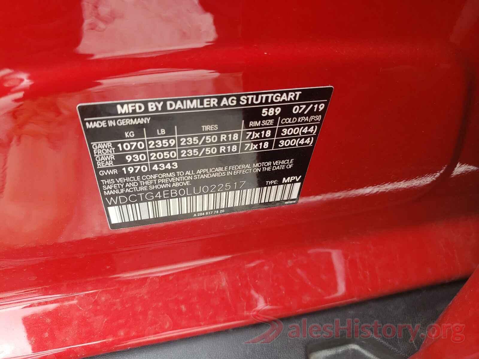 WDCTG4EB0LU022517 2020 MERCEDES-BENZ G CLASS