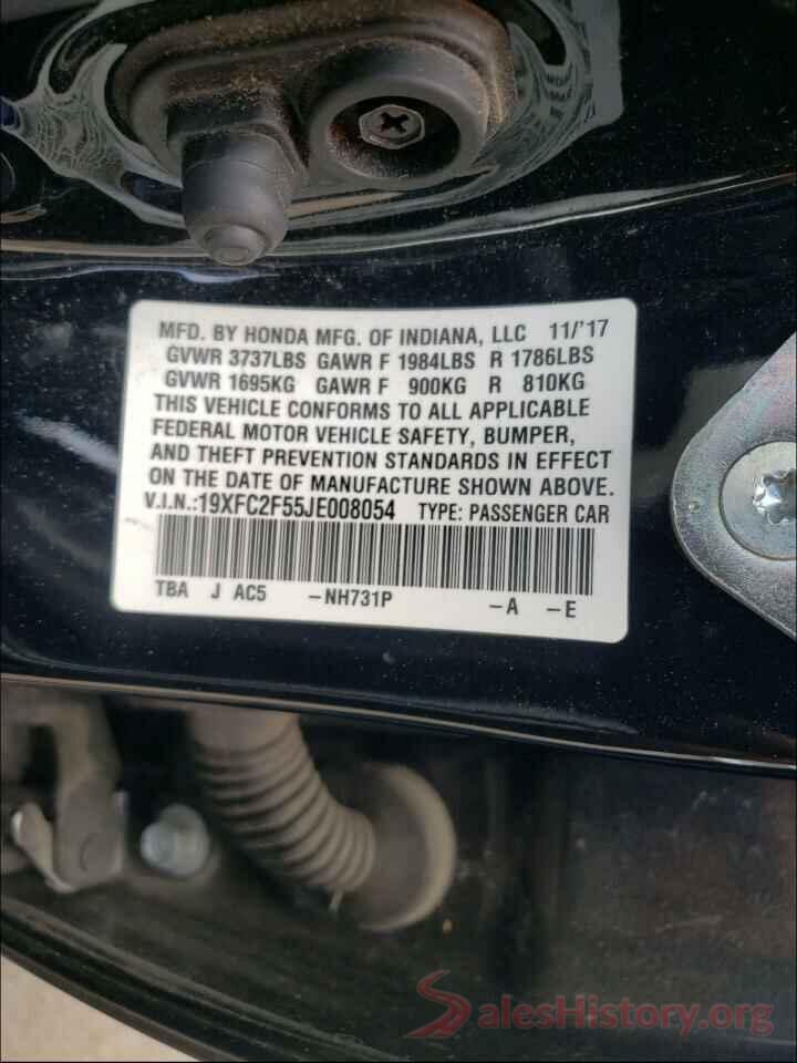 19XFC2F55JE008054 2018 HONDA CIVIC