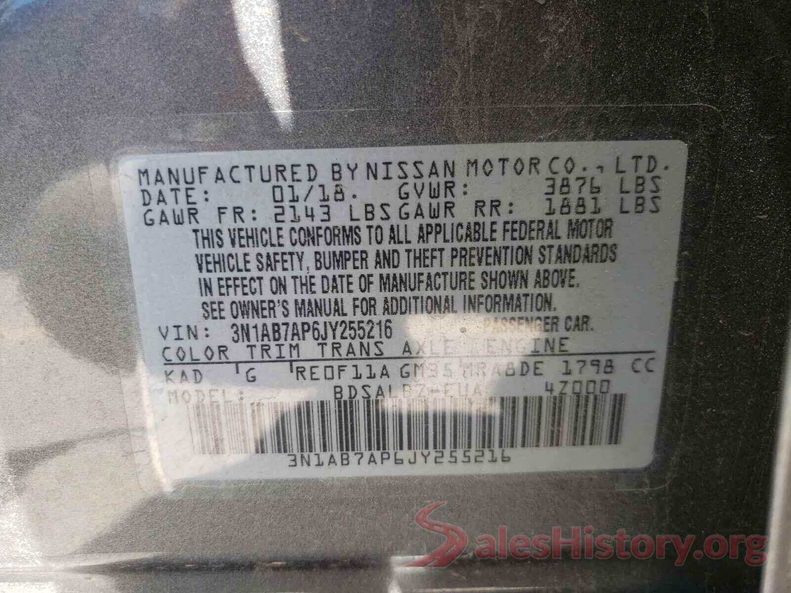 3N1AB7AP6JY255216 2018 NISSAN SENTRA