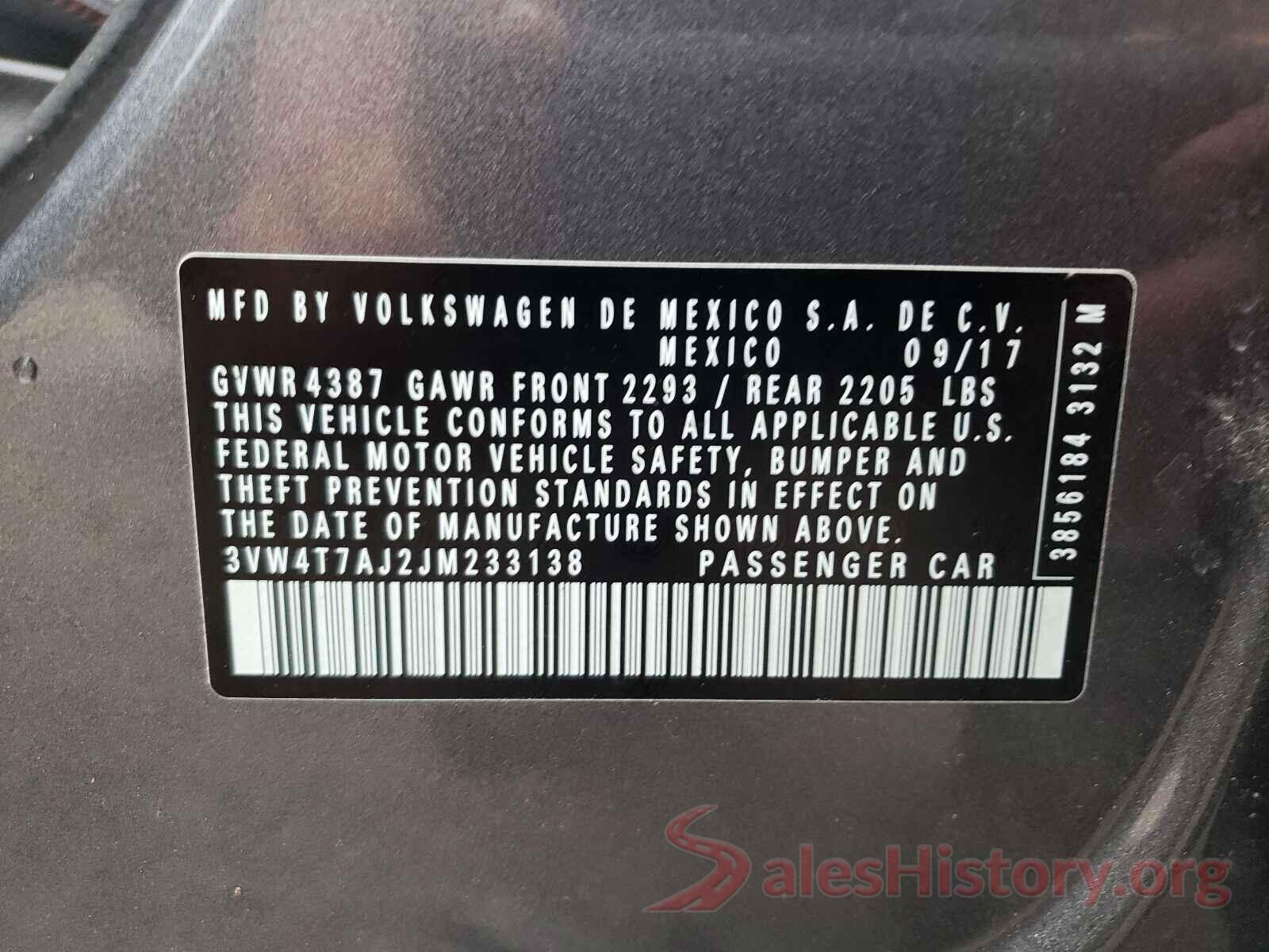 3VW4T7AJ2JM233138 2018 VOLKSWAGEN JETTA