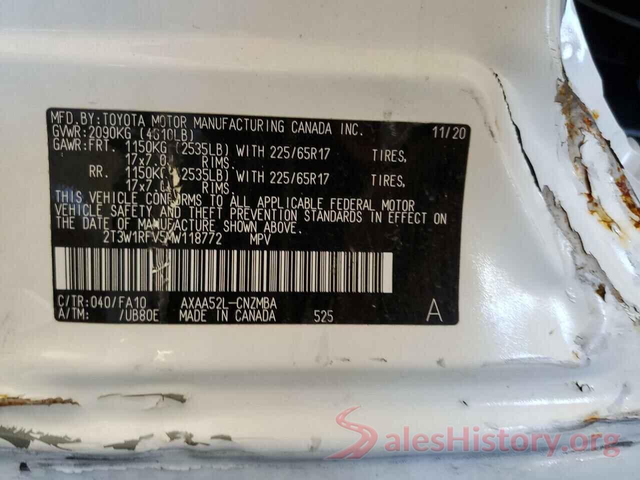 2T3W1RFV5MW118772 2021 TOYOTA RAV4