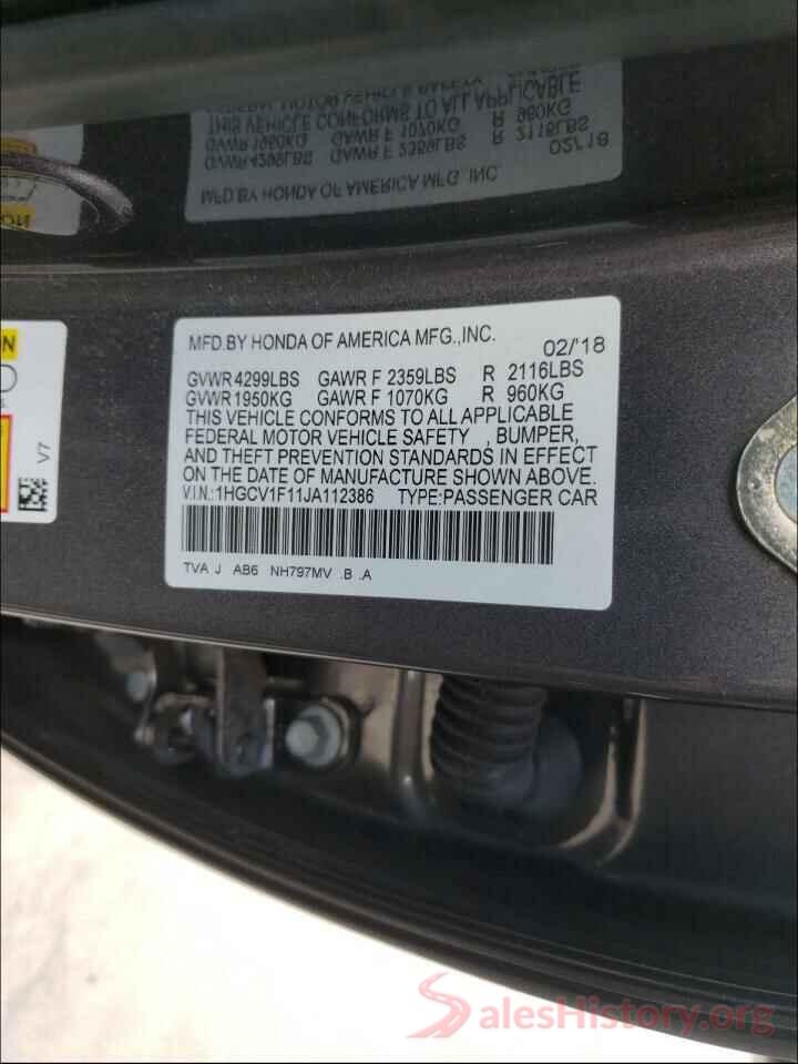 1HGCV1F11JA112386 2018 HONDA ACCORD