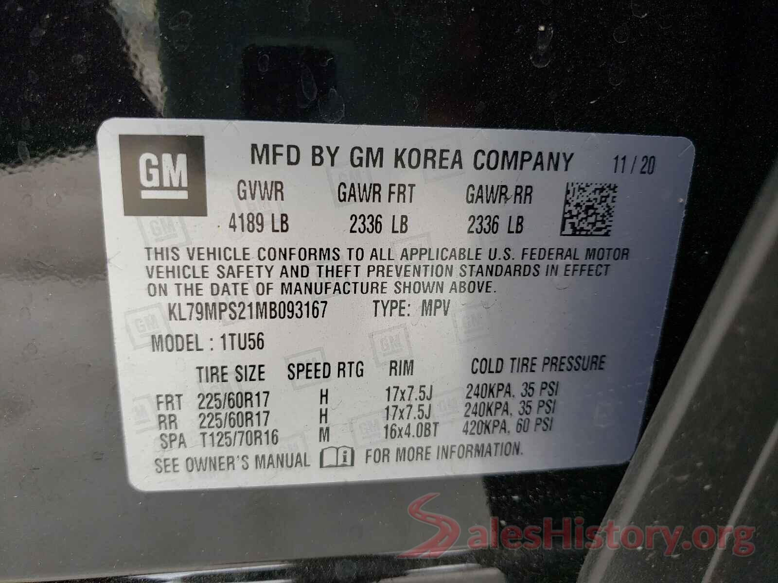 KL79MPS21MB093167 2021 CHEVROLET TRAILBLAZE