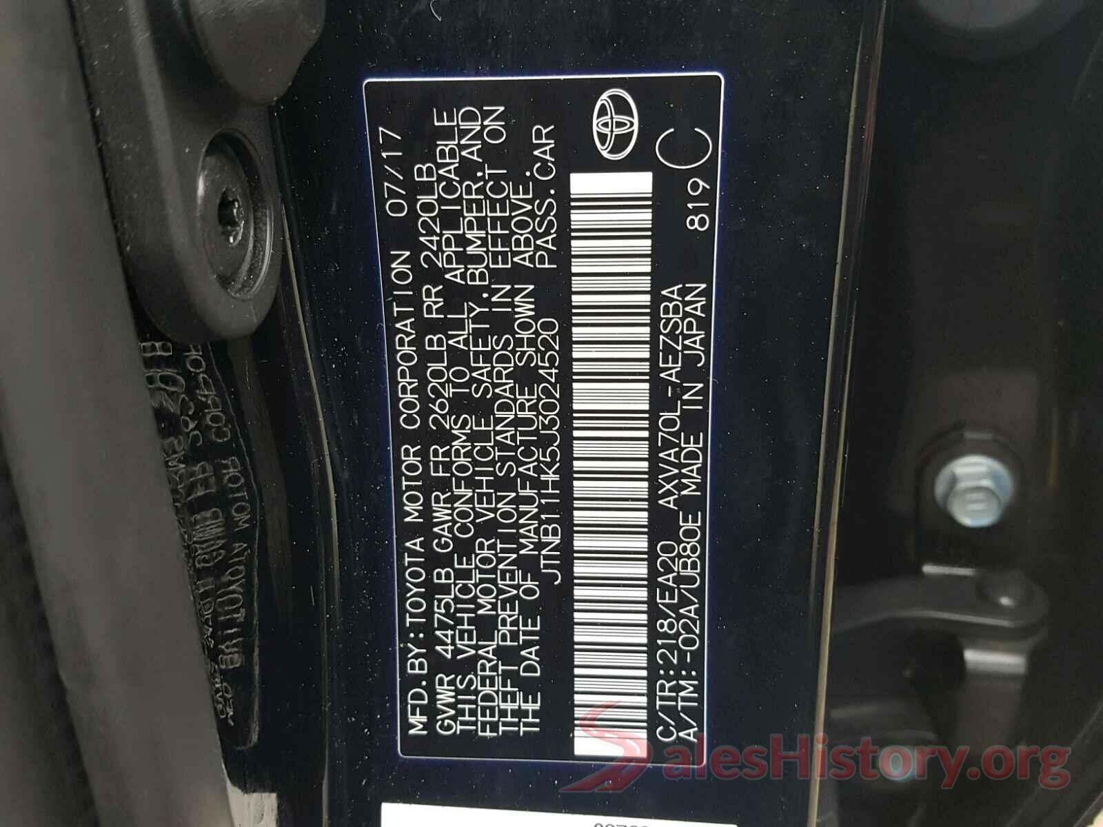 JTNB11HK5J3024520 2018 TOYOTA CAMRY