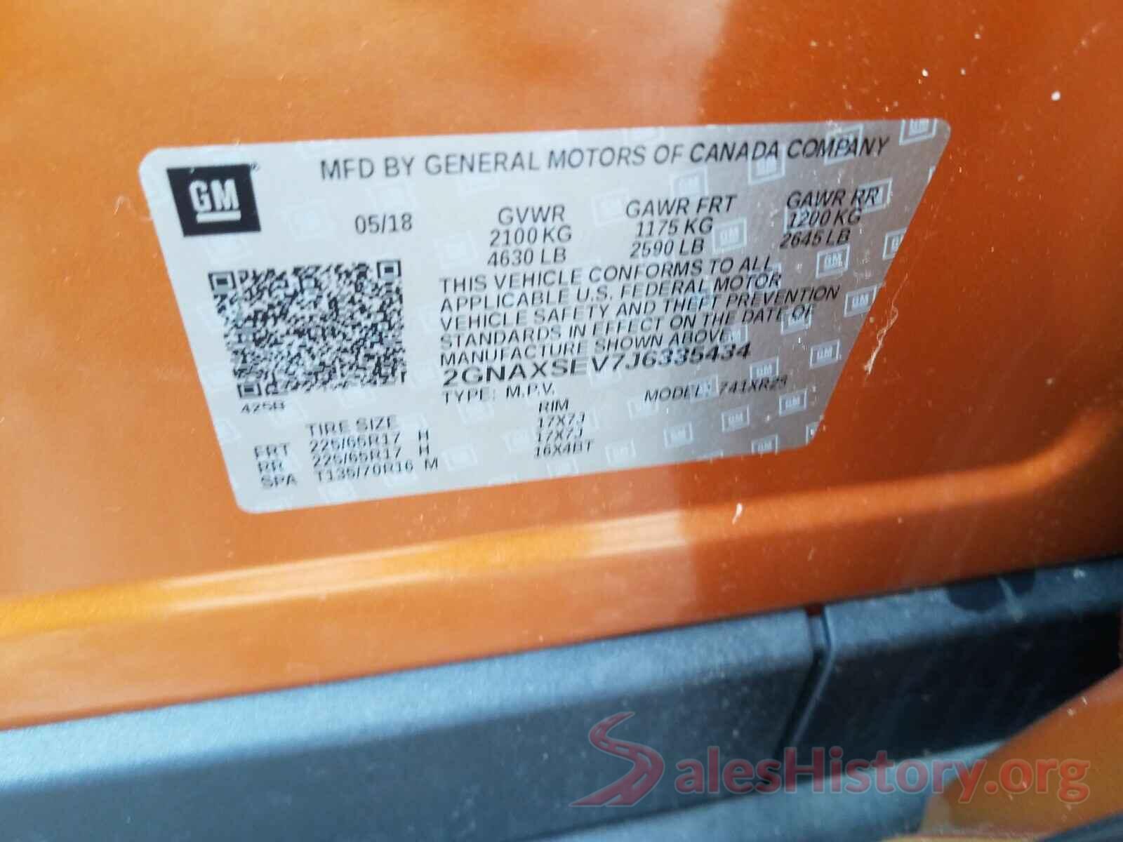 2GNAXSEV7J6335434 2018 CHEVROLET EQUINOX