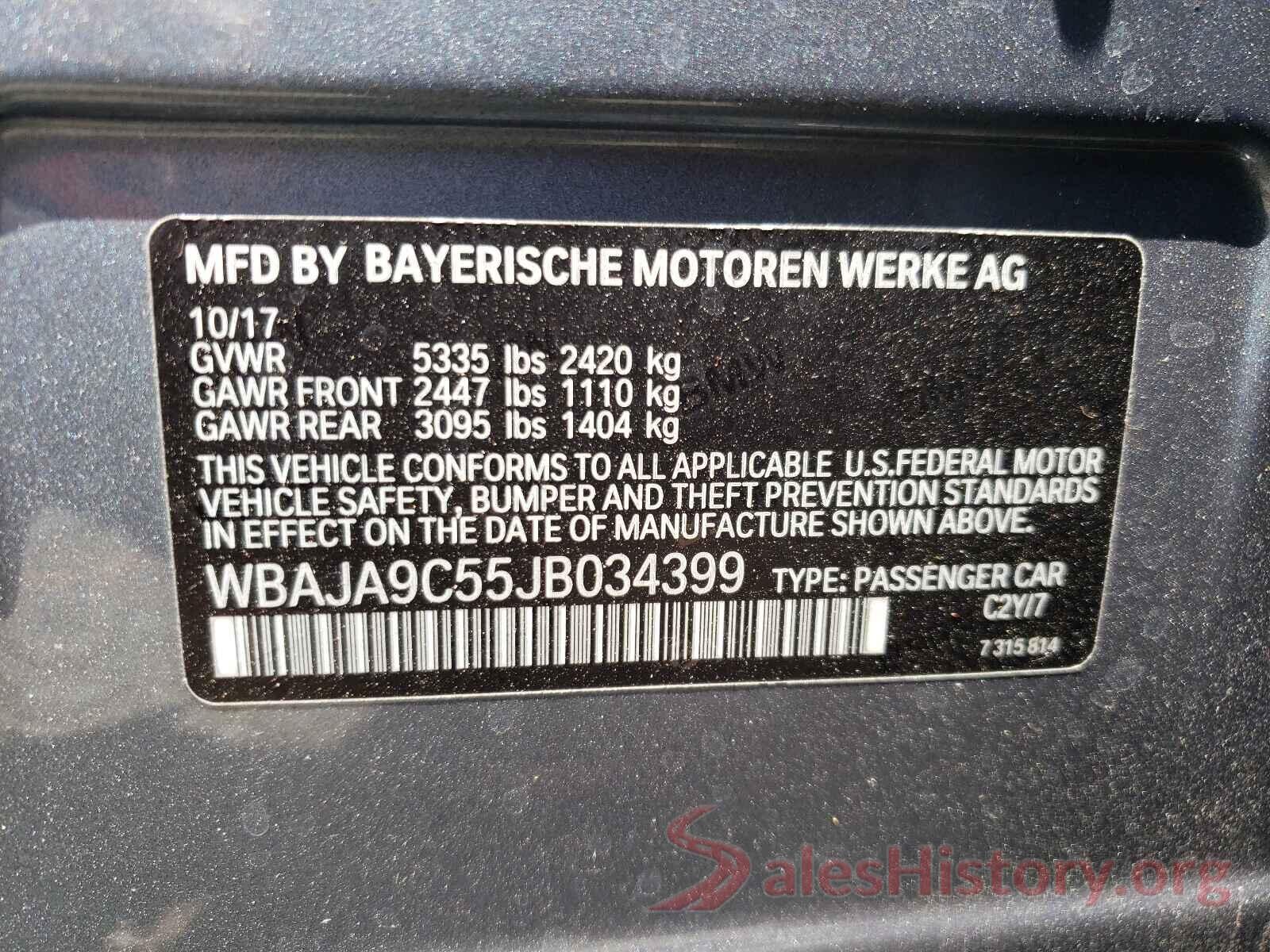 WBAJA9C55JB034399 2018 BMW 5 SERIES