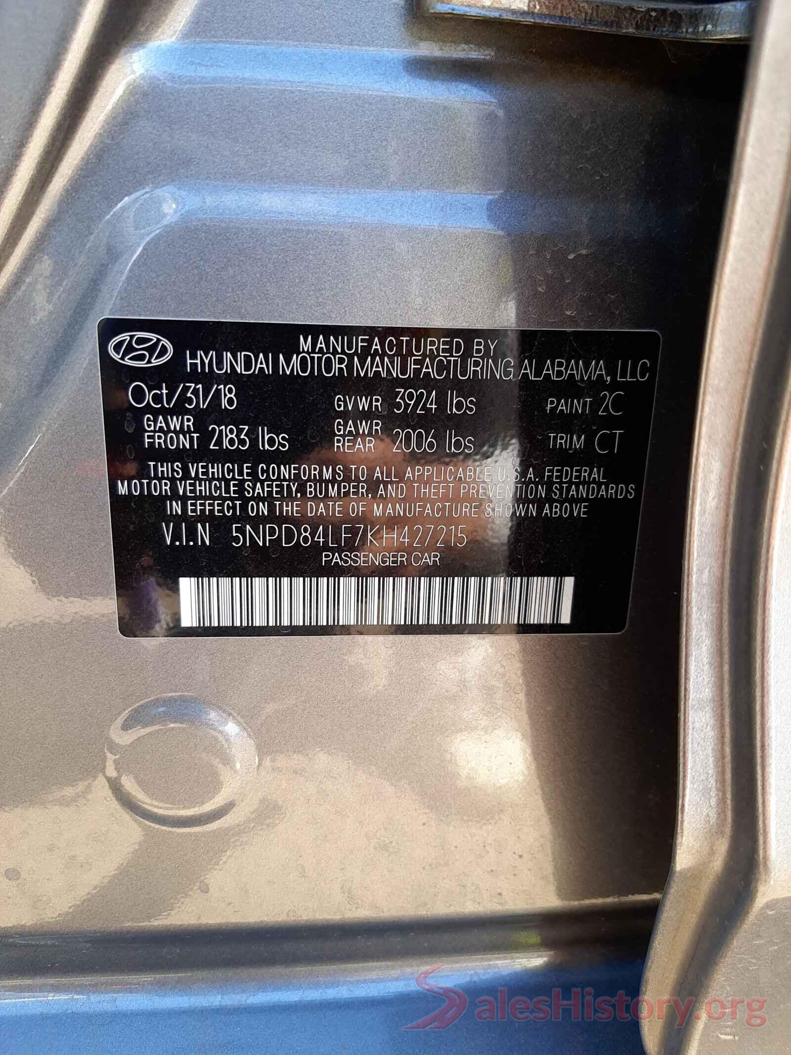 5NPD84LF7KH427215 2019 HYUNDAI ELANTRA