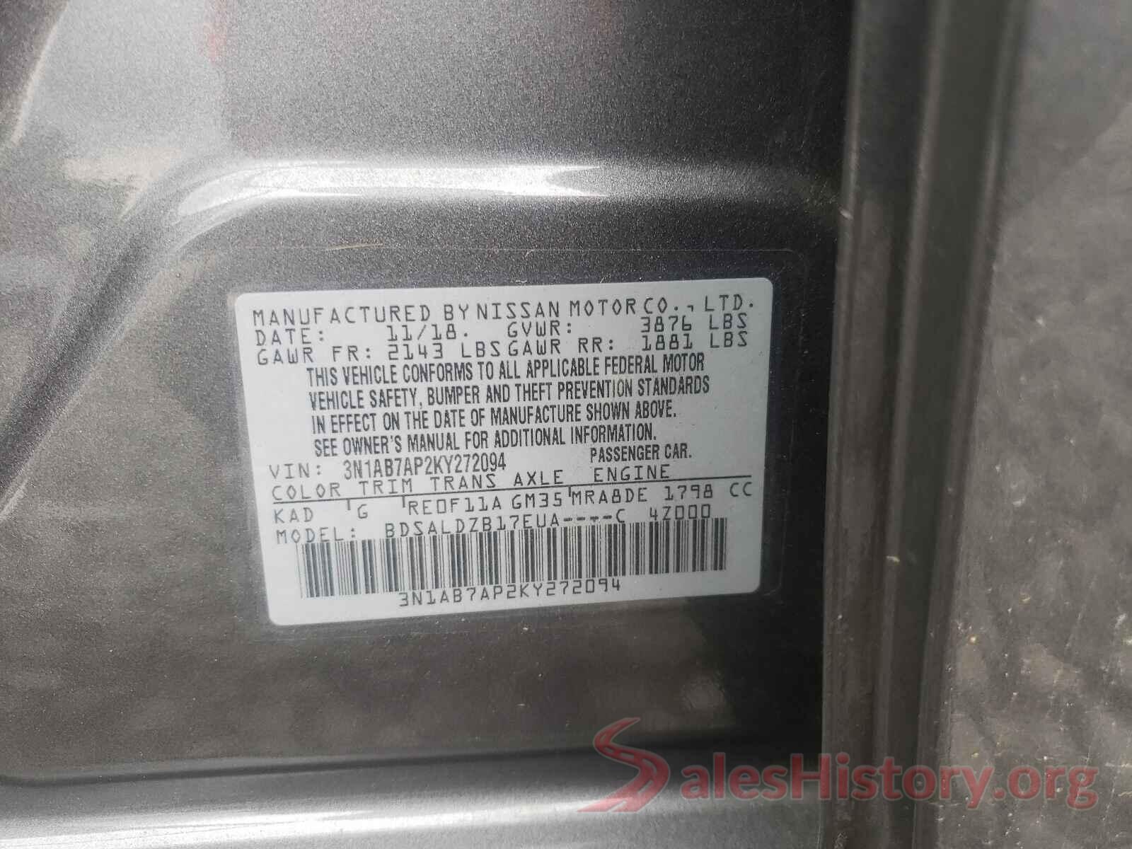 3N1AB7AP2KY272094 2019 NISSAN SENTRA