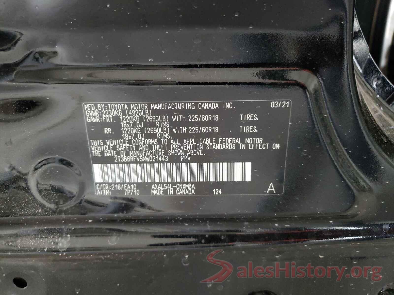 2T3B6RFV5MW021443 2021 TOYOTA RAV4