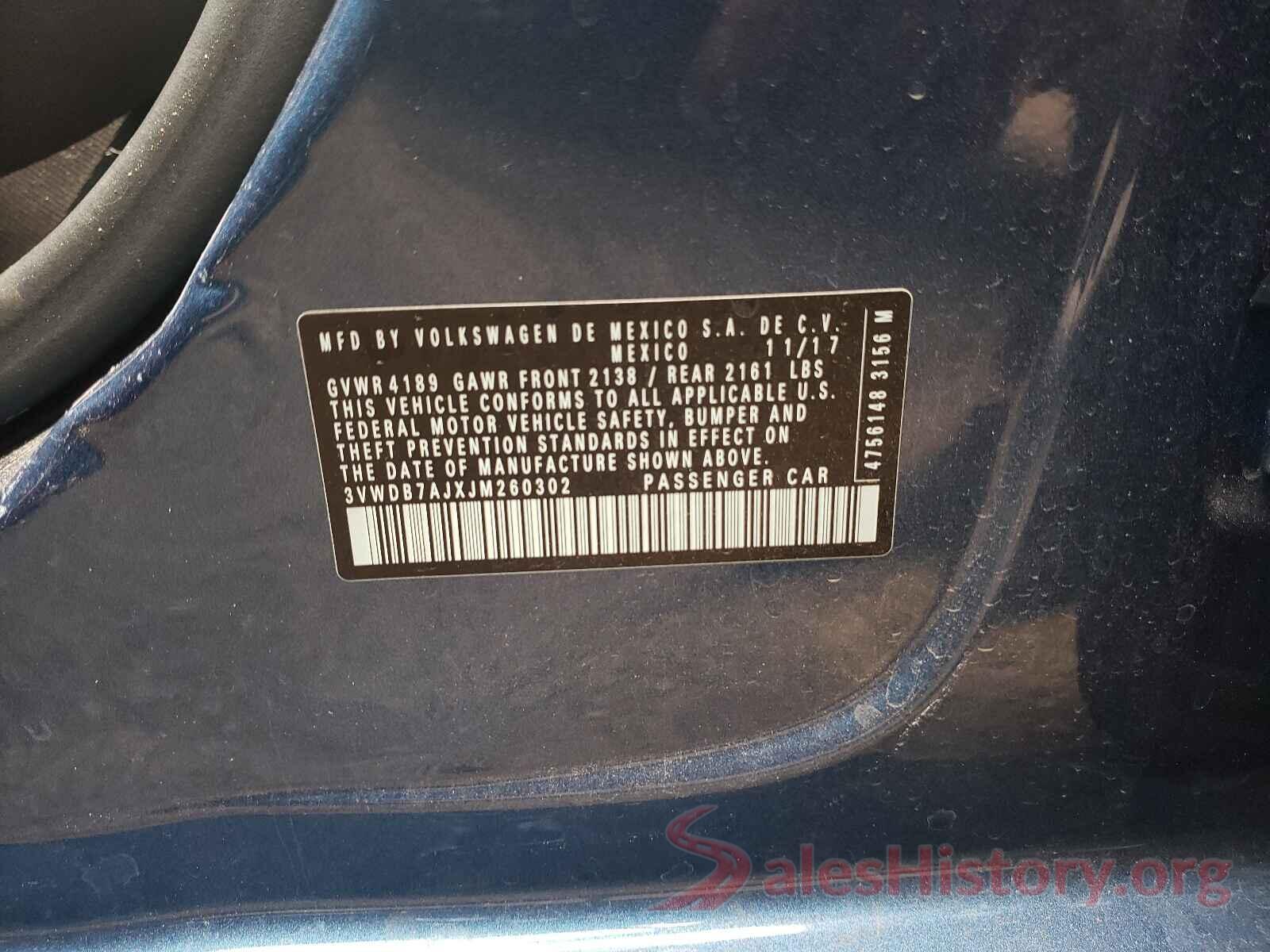 3VWDB7AJXJM260302 2018 VOLKSWAGEN JETTA