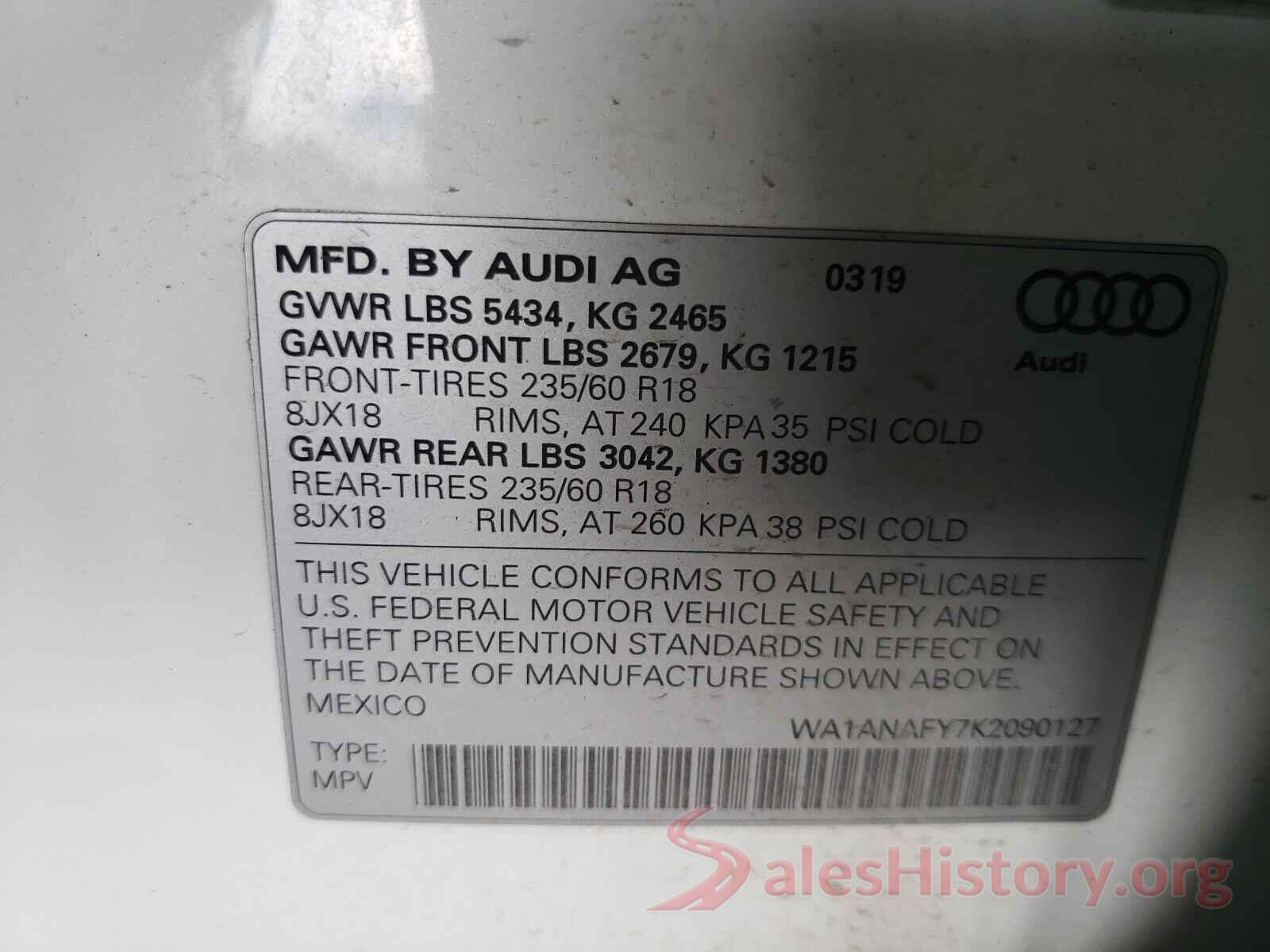 WA1ANAFY7K2090127 2019 AUDI Q5