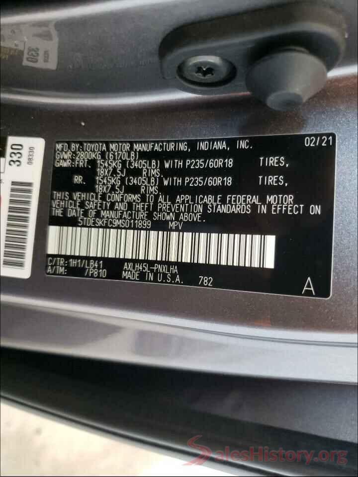 5TDESKFC9MS011899 2021 TOYOTA SIENNA