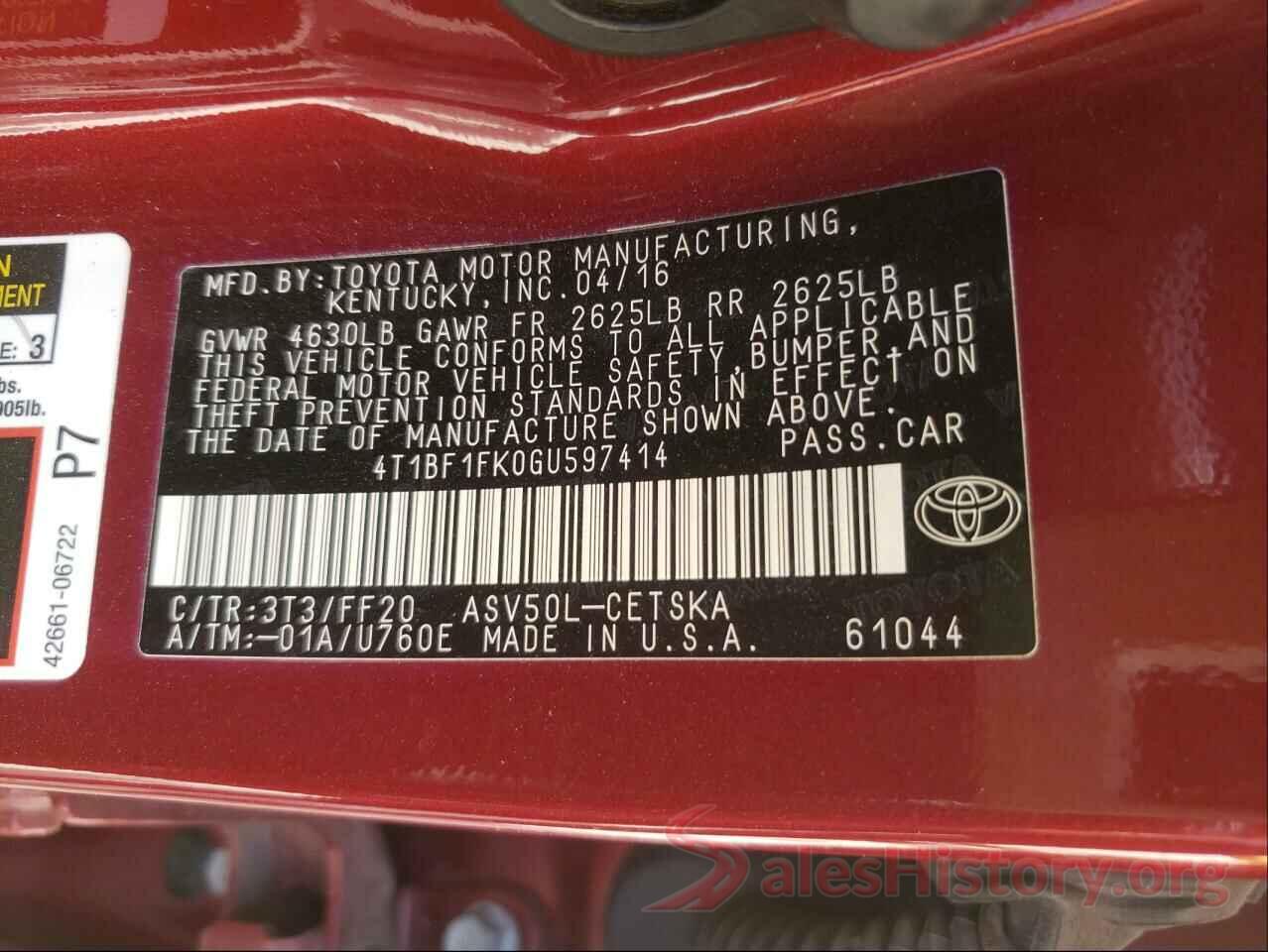 4T1BF1FK0GU597414 2016 TOYOTA CAMRY