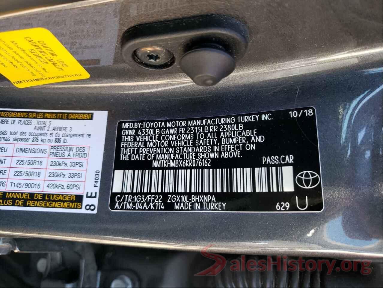 NMTKHMBX6KR076162 2019 TOYOTA C-HR