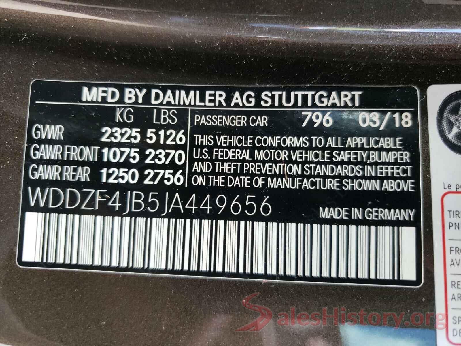 WDDZF4JB5JA449656 2018 MERCEDES-BENZ E-CLASS