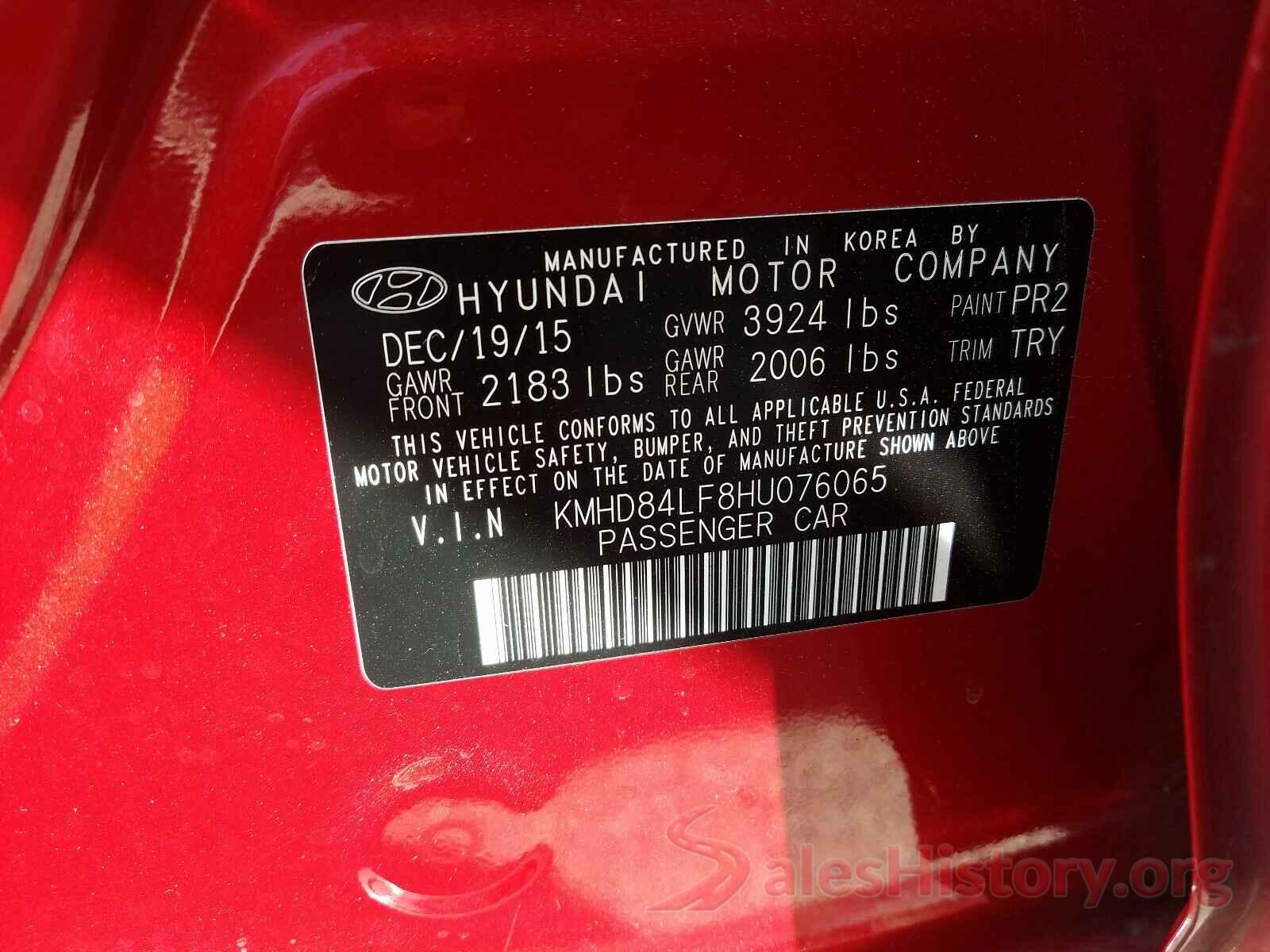 KMHD84LF8HU076065 2017 HYUNDAI ELANTRA