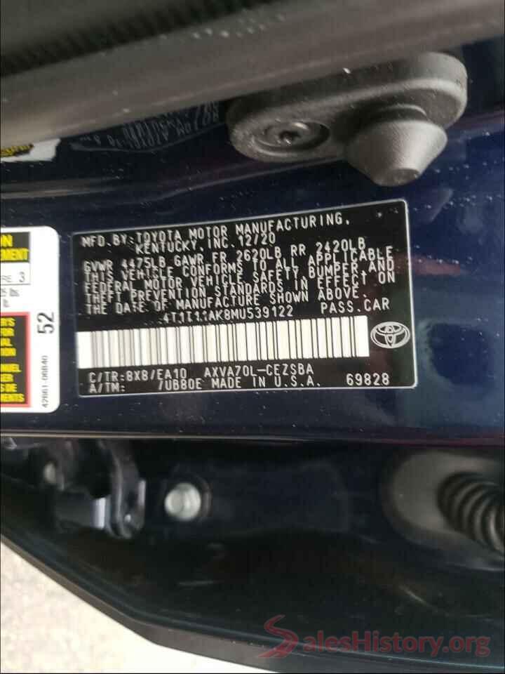 4T1T11AK8MU539122 2021 TOYOTA CAMRY