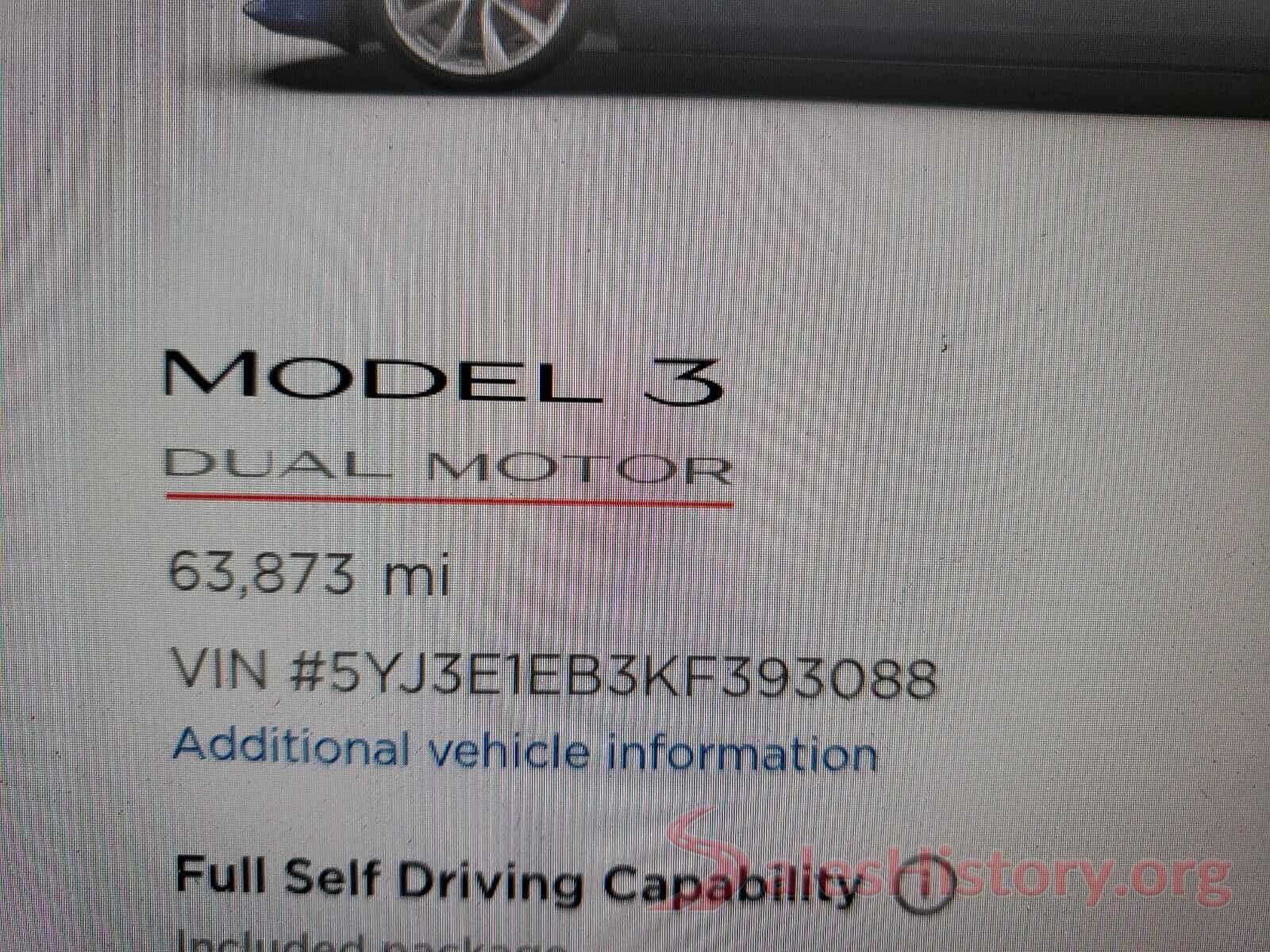 5YJ3E1EB3KF393088 2019 TESLA MODEL 3