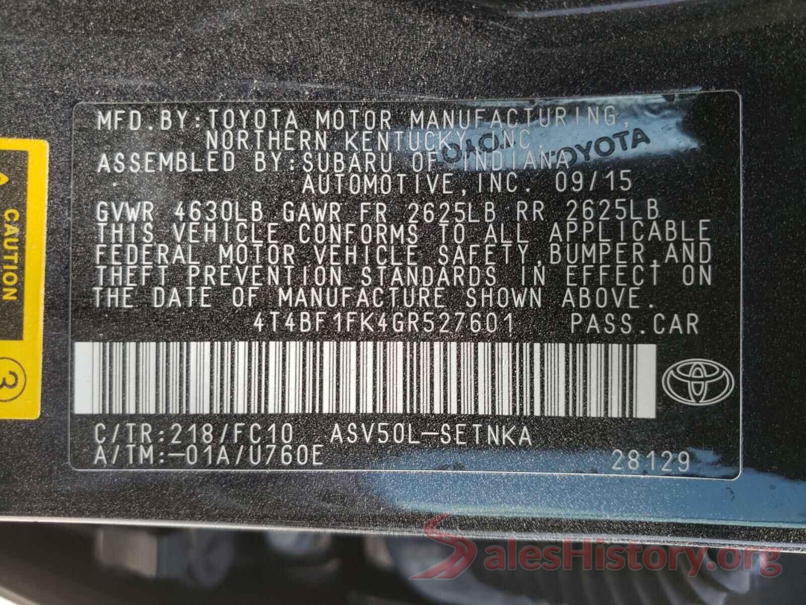 4T4BF1FK4GR527601 2016 TOYOTA CAMRY