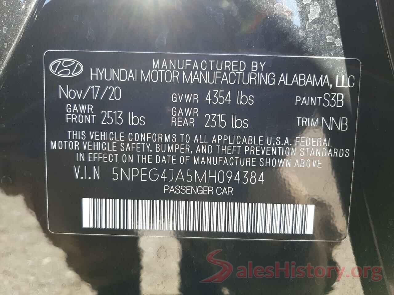 5NPEG4JA5MH094384 2021 HYUNDAI SONATA