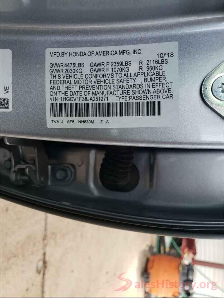 1HGCV1F38JA251271 2018 HONDA ACCORD