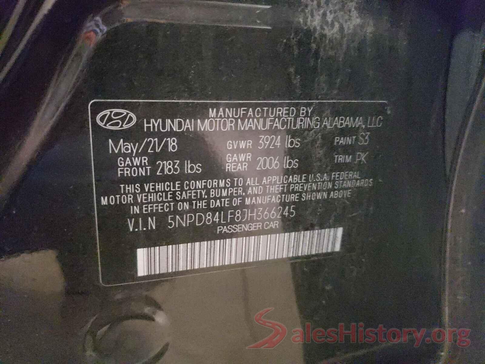 5NPD84LF8JH366245 2018 HYUNDAI ELANTRA