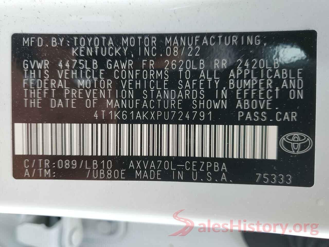 4T1K61AKXPU724791 2023 TOYOTA CAMRY