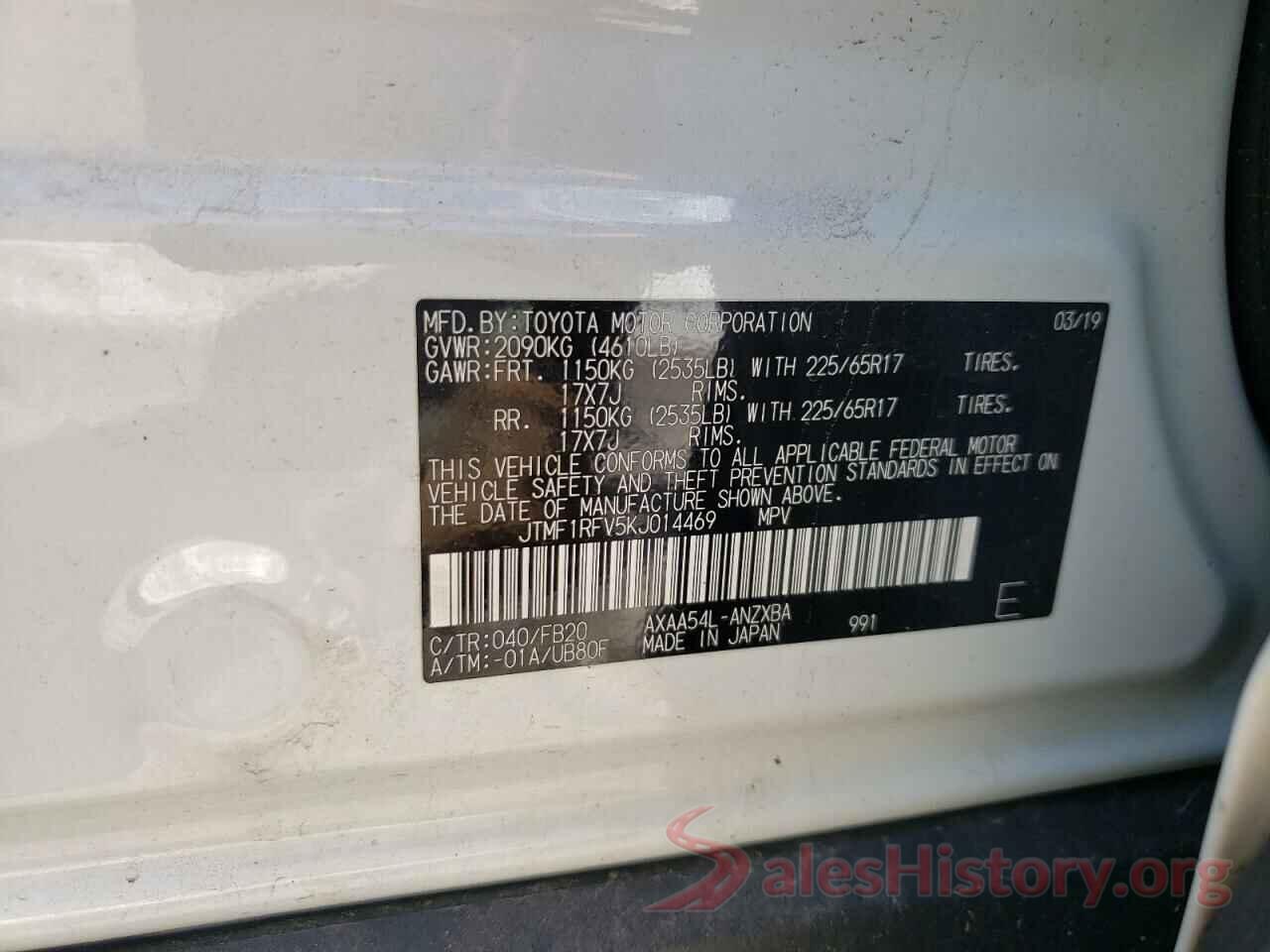 JTMF1RFV5KJ014469 2019 TOYOTA RAV4