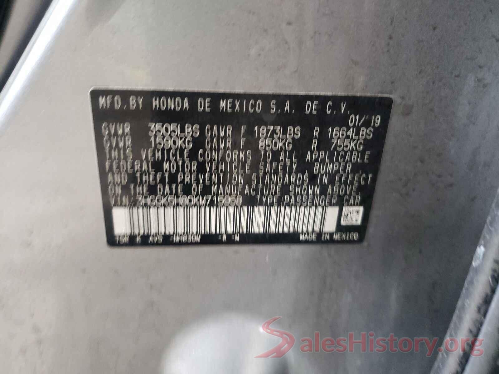 3HGGK5H80KM715958 2019 HONDA FIT