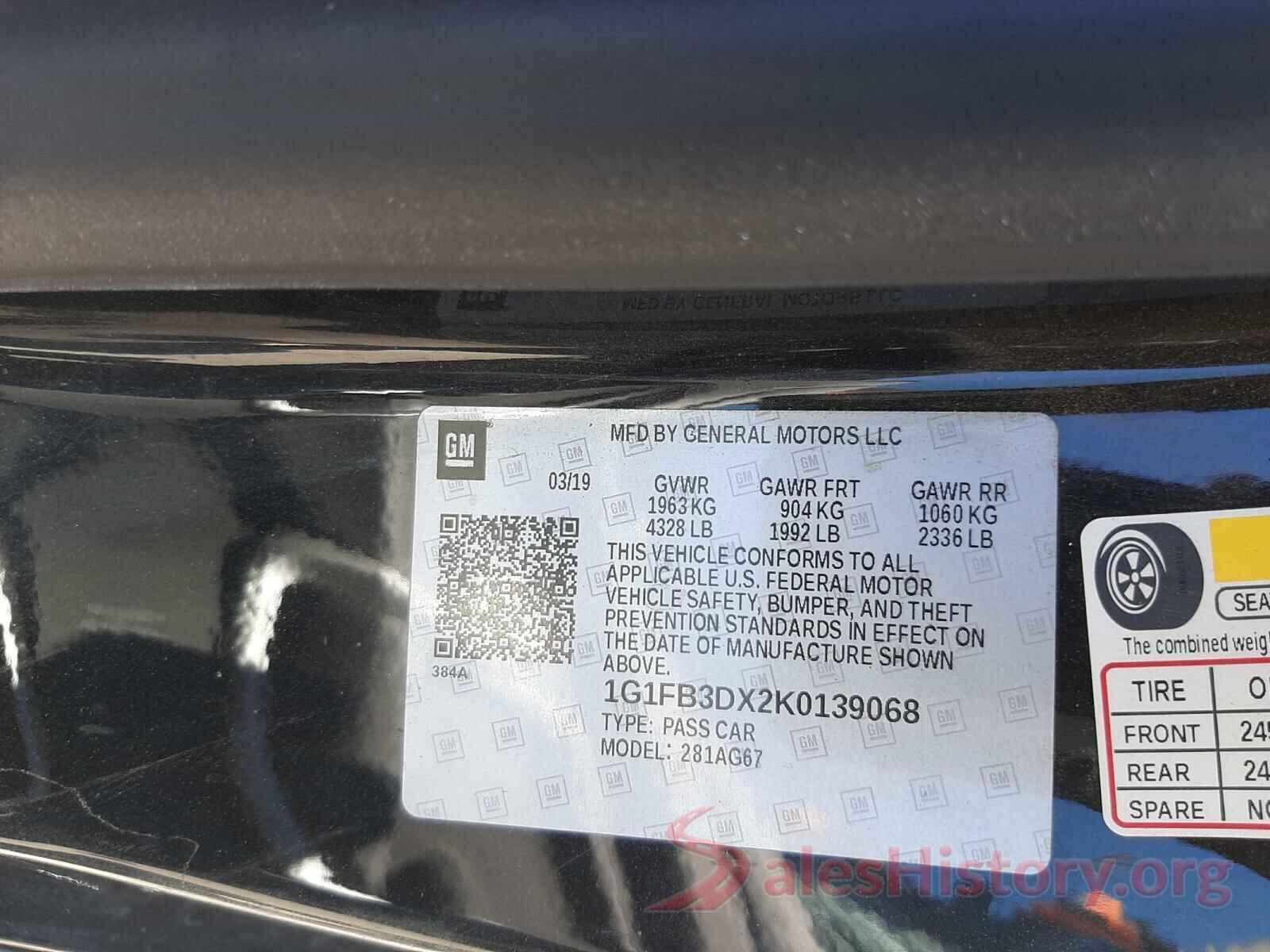 1G1FB3DX2K0139068 2019 CHEVROLET CAMARO