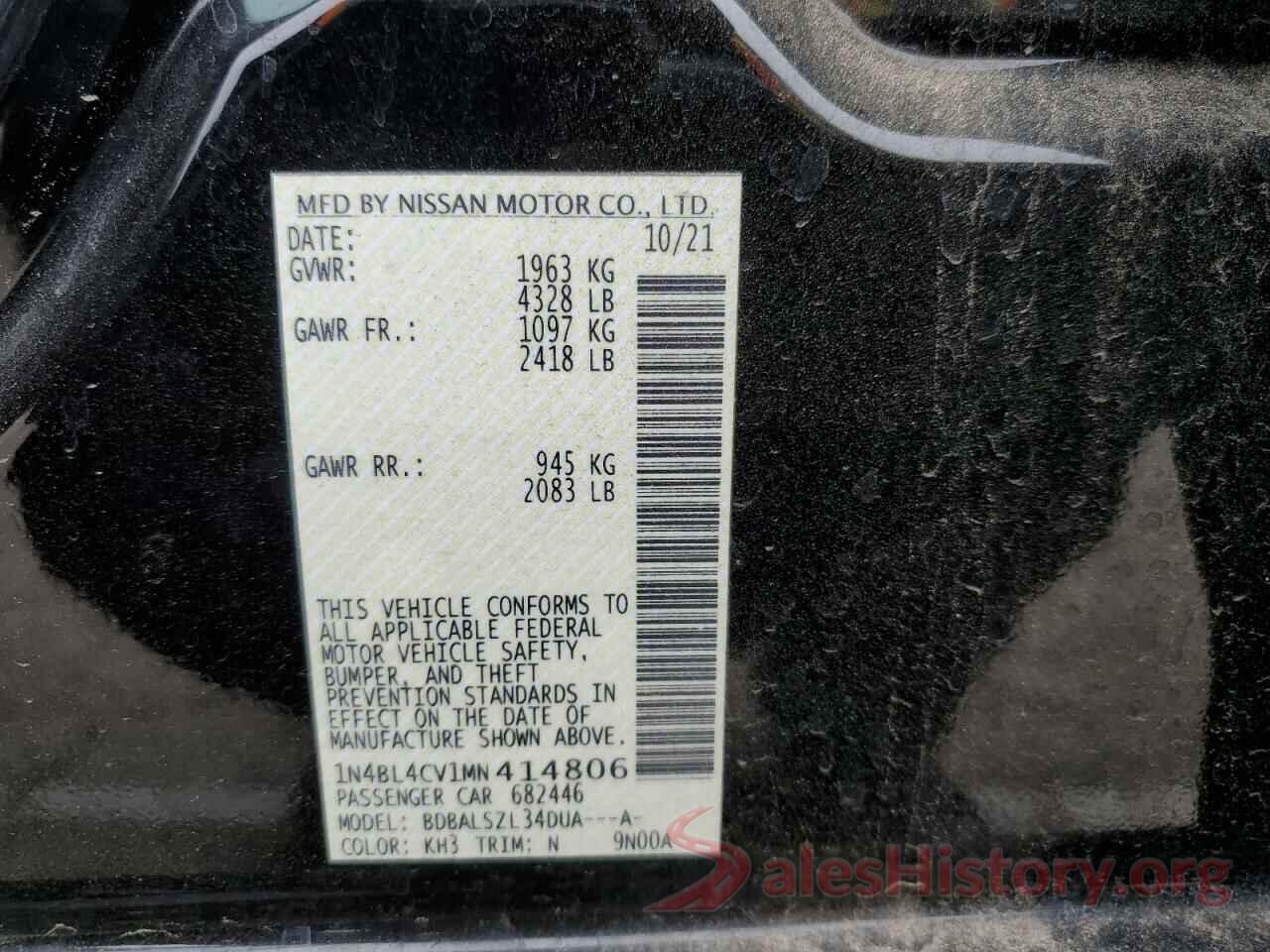 1N4BL4CV1MN414806 2021 NISSAN ALTIMA