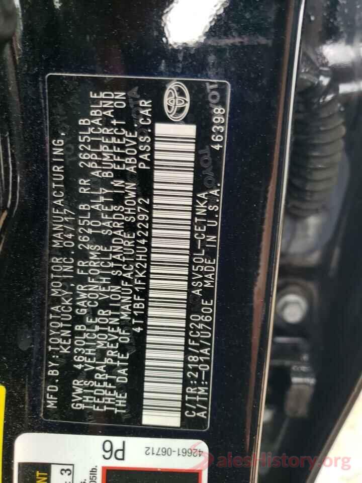 4T1BF1FK2HU422972 2017 TOYOTA CAMRY