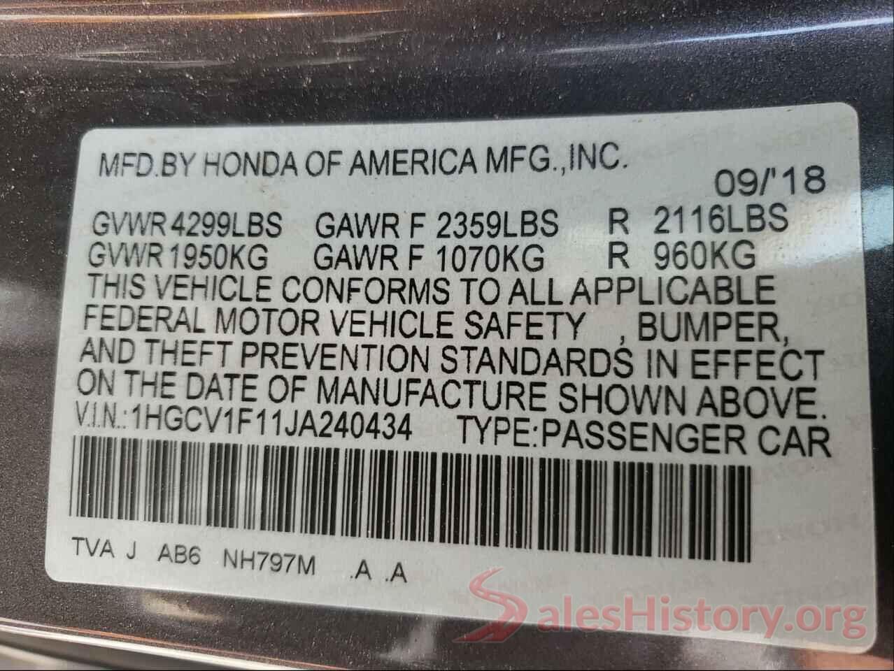 1HGCV1F11JA240434 2018 HONDA ACCORD