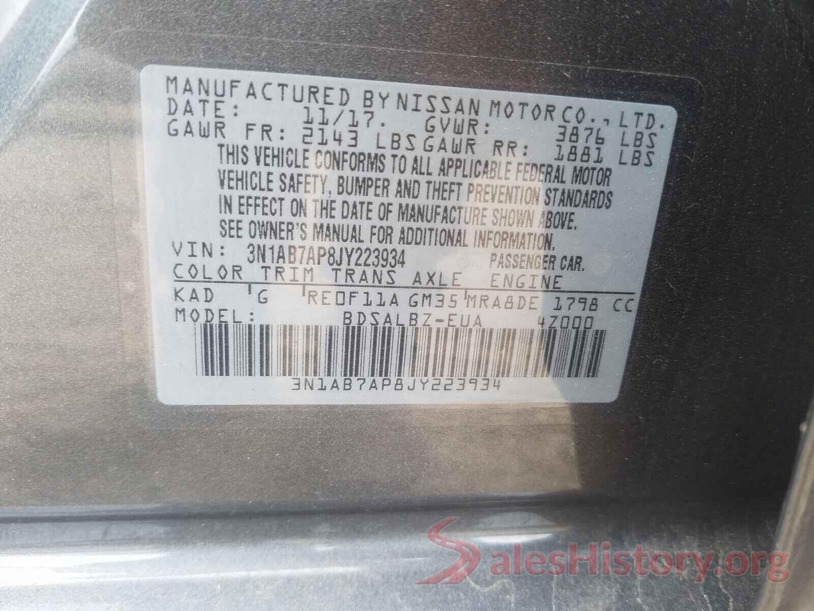 3N1AB7AP8JY223934 2018 NISSAN SENTRA