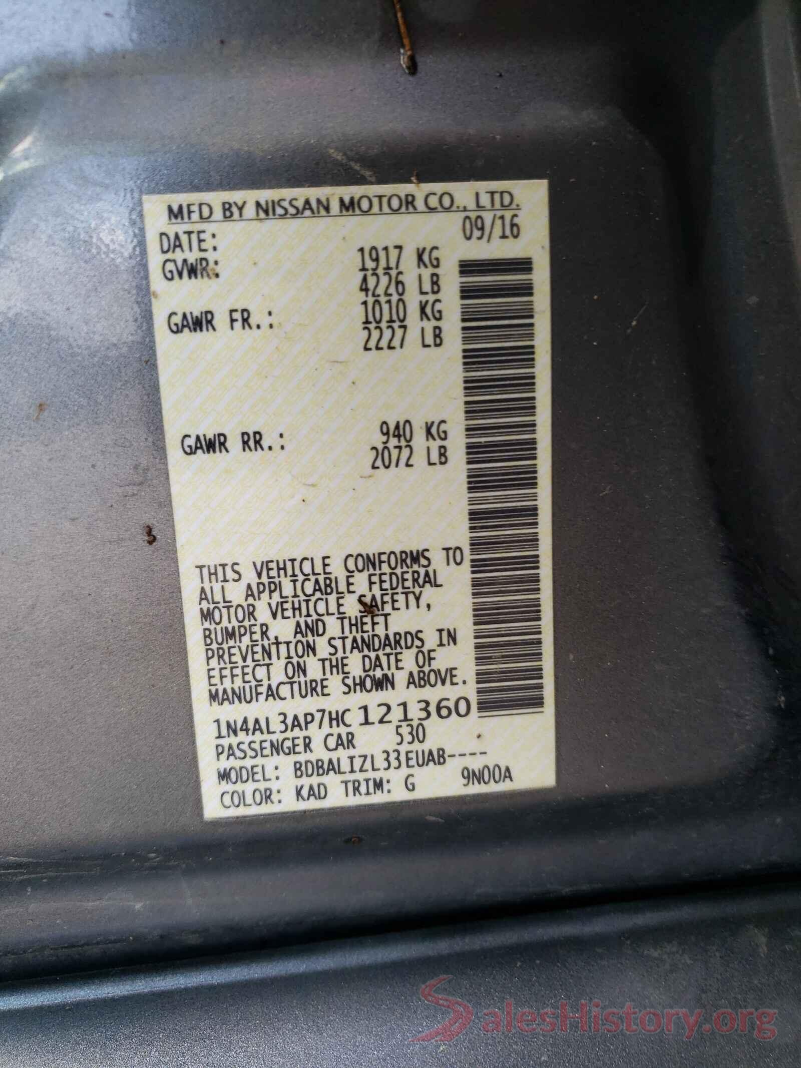 1N4AL3AP7HC121360 2017 NISSAN ALTIMA