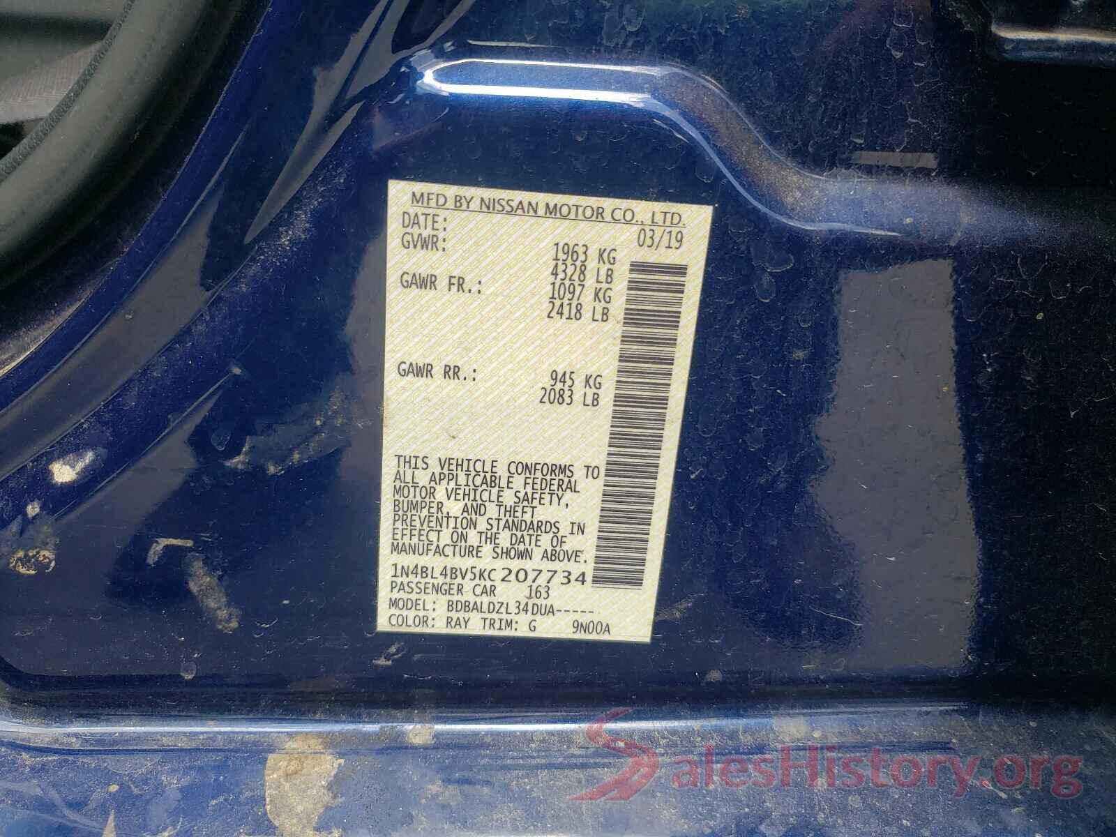 1N4BL4BV5KC207734 2019 NISSAN ALTIMA