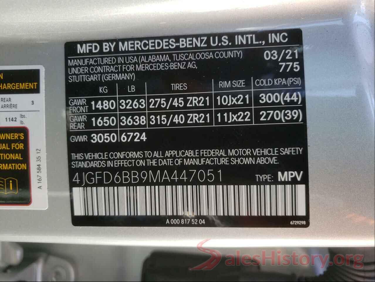 4JGFD6BB9MA447051 2021 MERCEDES-BENZ GLE-CLASS